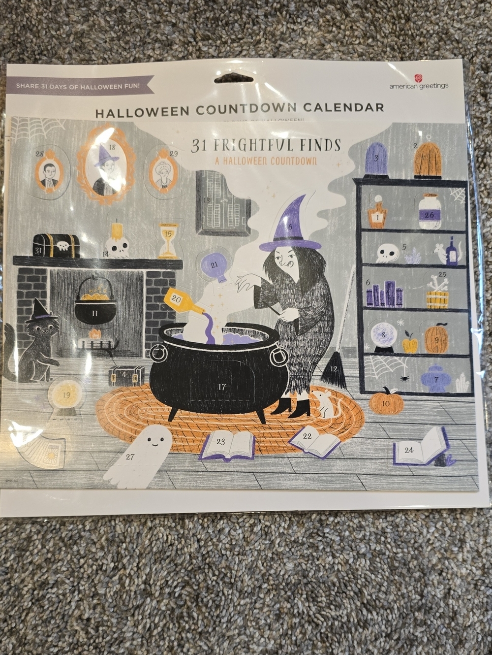 Wood Casket Shaped & American Greetings Halloween Countdown Calendar